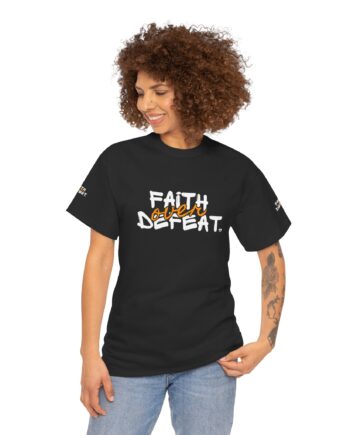 Faith Over Defeat T-Shirt | Faith Typography Christian Tee