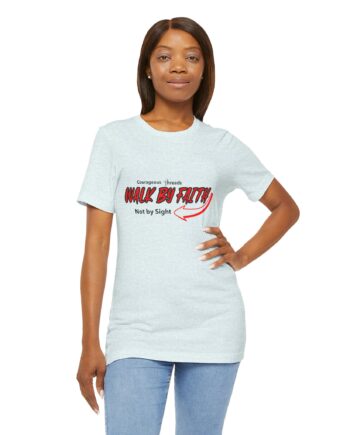 Walk By Faith Typography T-Shirt, Christian Faith Scripture Tee, Unisex Tee, Short Sleeve Shirt, Religious Graphic Tee, Inspirational Shirt