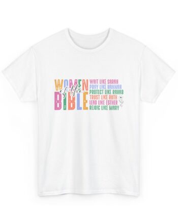 Women of the Bible Pastel Typography Tee — Inspirational Christian Shirt for Faith-Filled Confidence