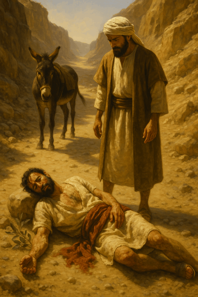 Good Samaritan Shows Mercy Standing
